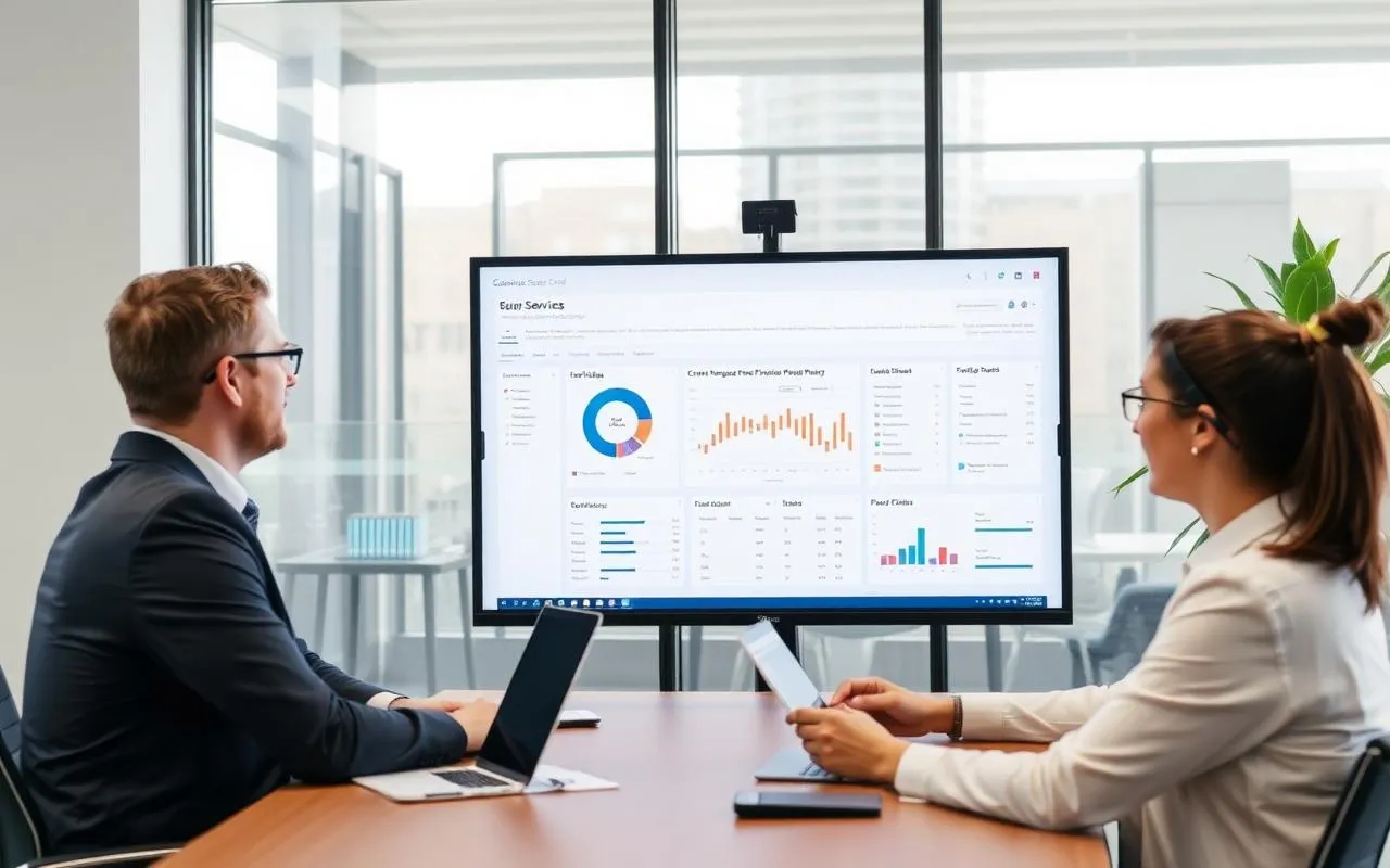 Professional services consulting team and Lean Six Sigma facilitator reviewing a client engagement utilization dashboard with realization rate charts in a modern corporate office.